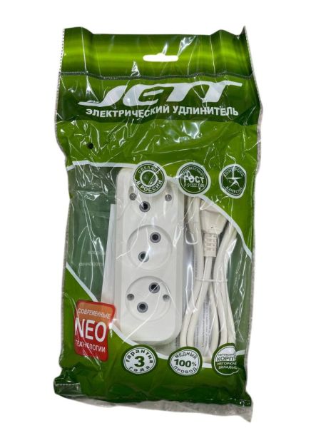 Удлинитель сетев.РС-3 б/земл.1.5 м ПВС 2*0.75 (50)Jett